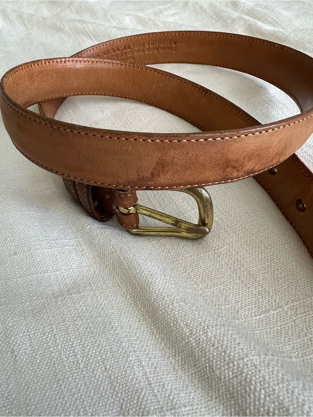 Coach Glove-Tanned Leather Skinny Belt in Tan - Picture 2 of 5